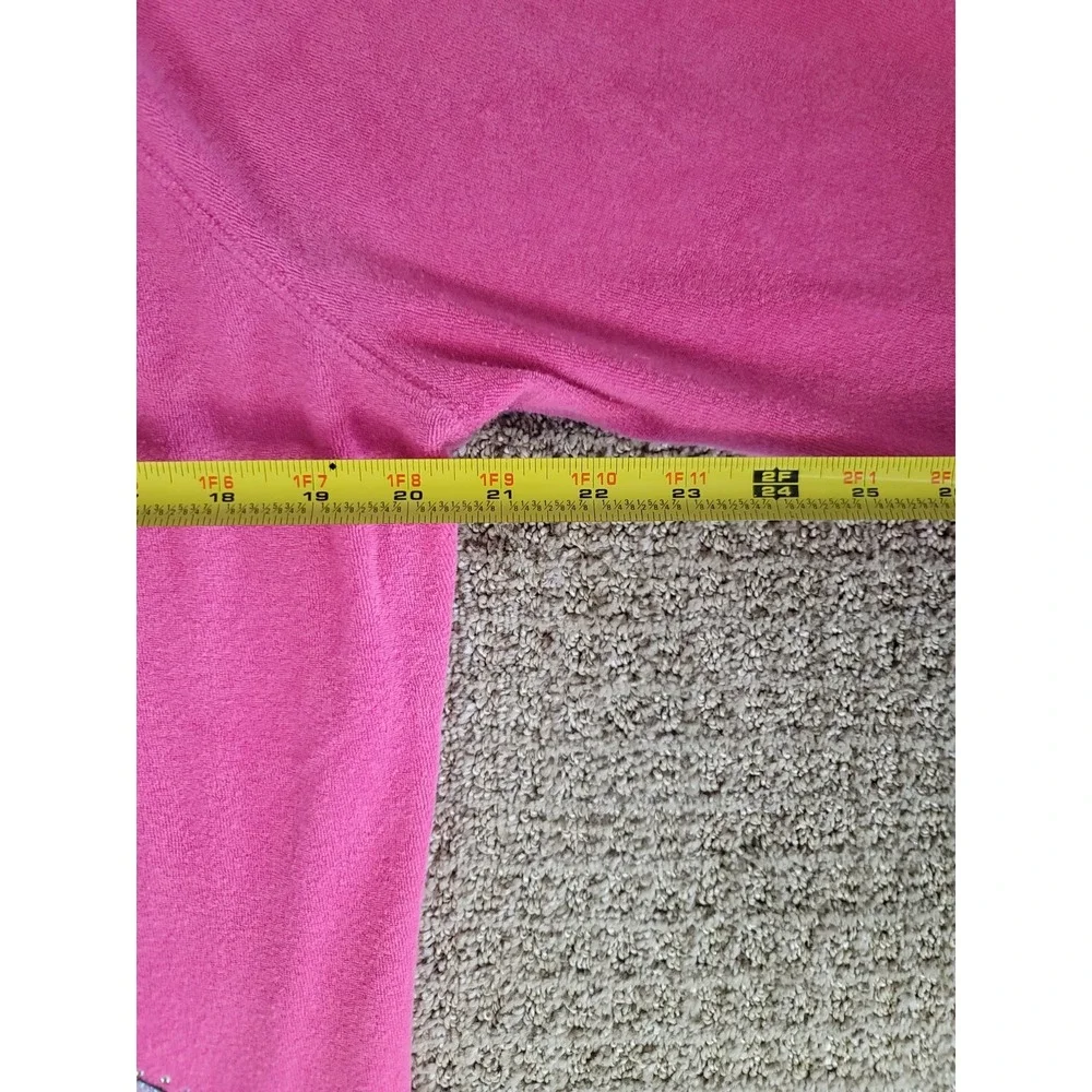 Juicy Couture XL Bright Pink Velour Zip Hoodie Jacket Y2K‎ Rhinestone Bling
